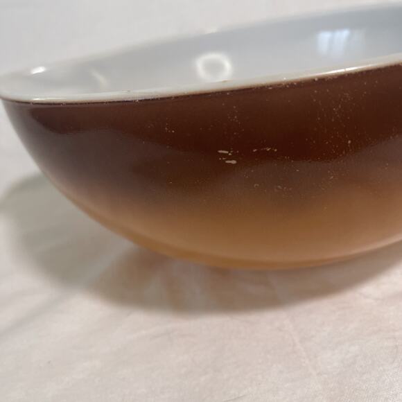 Vintage Pyrex Old Orchard Brown 4 Qt Cinderella Mixing Bowl #444 Made in USA - Picture 4 of 9